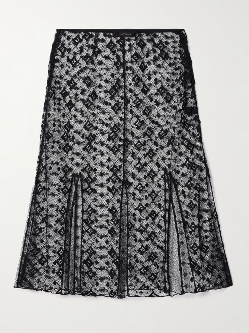 Kiki de Montparnasse Embroidered Tulle Midi Skirt Black Large NWT $495